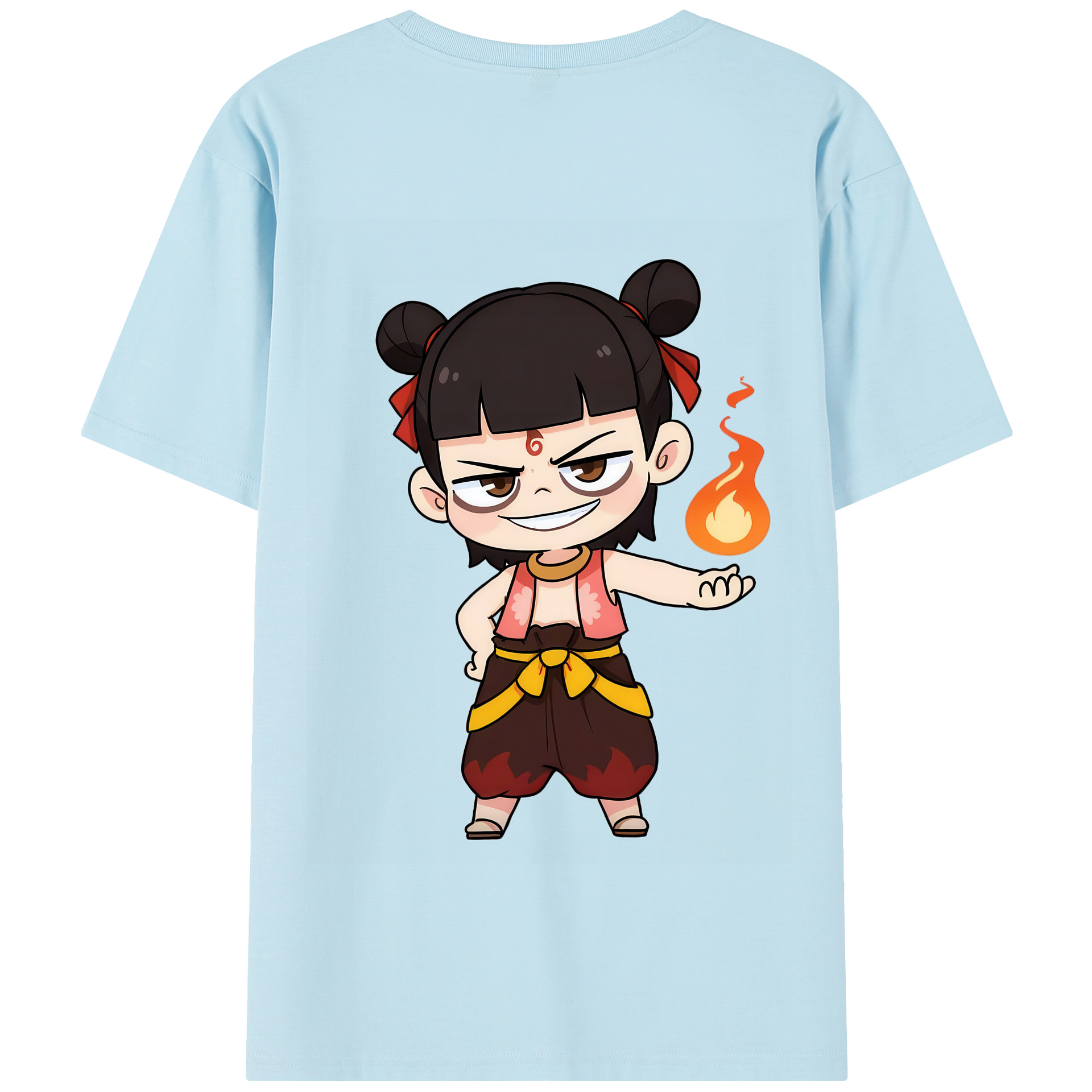 （画像用） Ne Zha 2 ナタ 魔童の大暴れ 綿100％半袖Tシャツ（背面プリント）